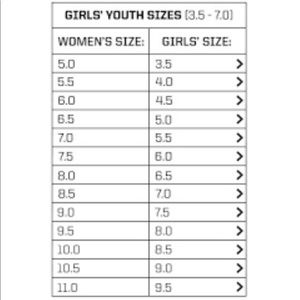 grade school sizes to women's nike